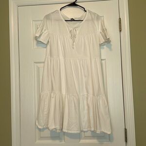 J Crew Factor, white cotton dress with ruffles. Size S